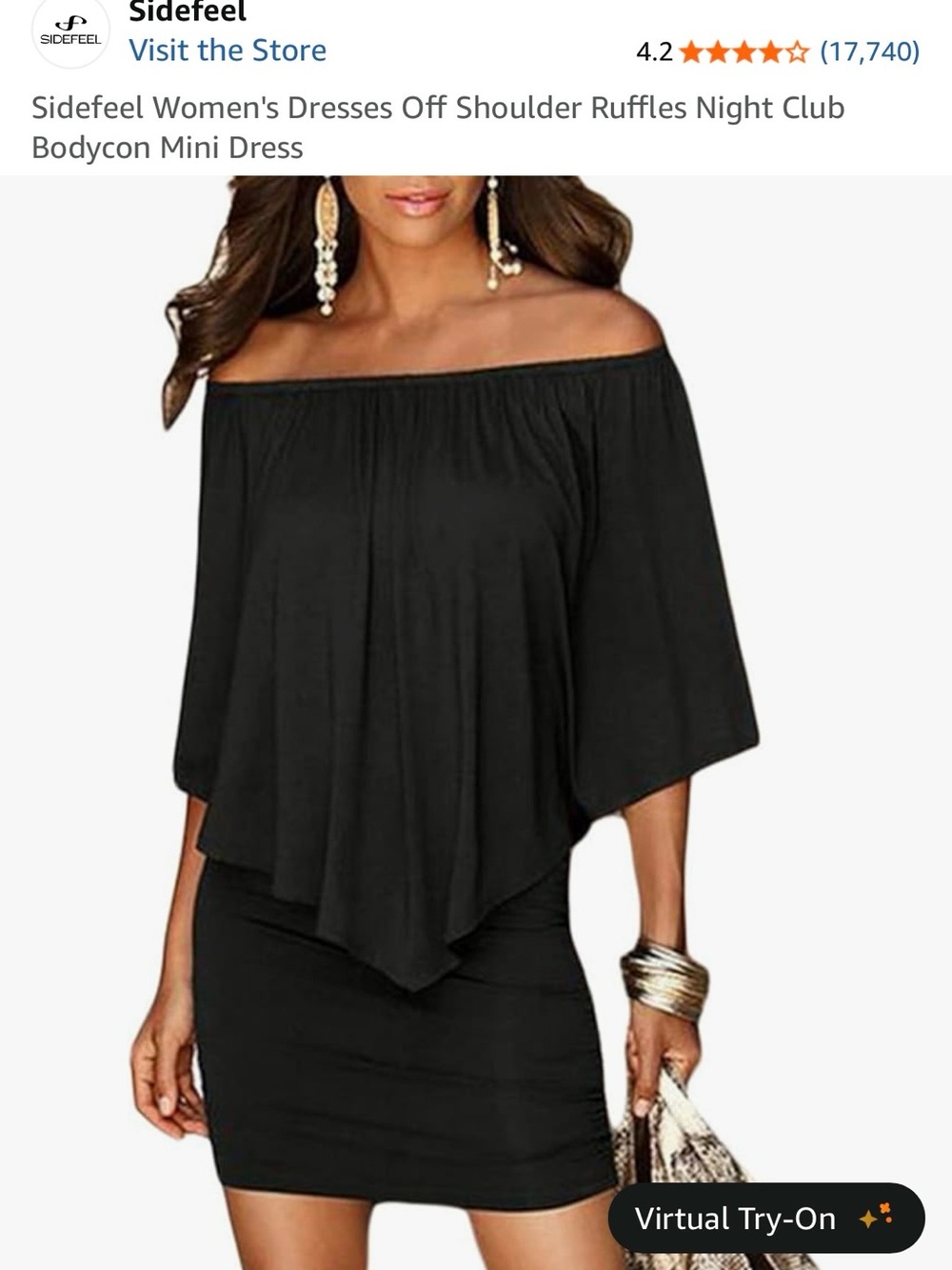 Sidefeel Multi Way Shoulder Style Black Mini Dress Size S